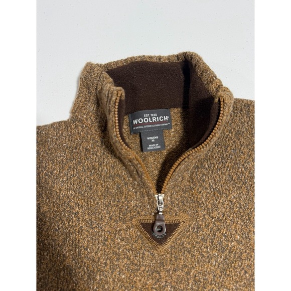 Woolrich Pullover 1/4 Zip Sweater Long Sleeve Brown Women's M Pony Vintage Cozy - Picture 2 of 11